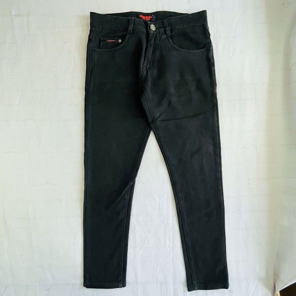 Superdry Jeans Mens Size 30 Black Low Rise Slim Fit Skinny Denim Pants
